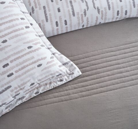 DOQU MULTİ SELECTİON NEVRESİM TAKIMI YATAK ÖRTÜSÜ ÇİFT KİŞİLİK KOYU GRİ