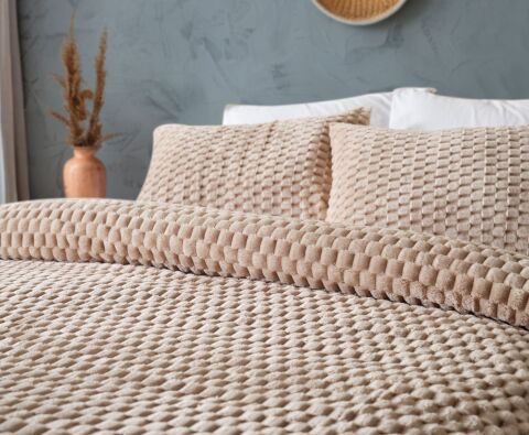 DOQU PETEK BATTANİYE SETİ TEK KİŞİLİK BEJ