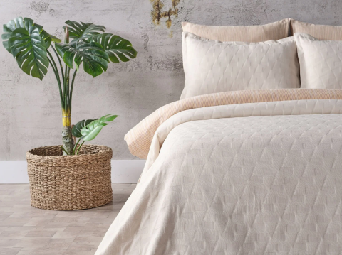 DOQU ARYA YATAK ÖRTÜSÜ ÇİFT KİŞİLİK KREM