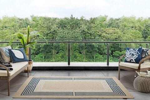 GÜMÜŞSUYU DECO RETRO 14347 HALI LACİVERT