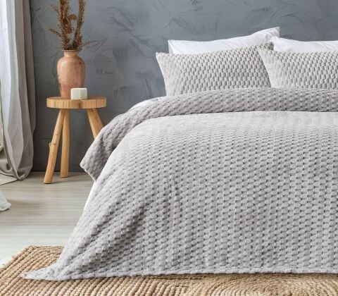 DOQU PETEK BATTANİYE SETİ ÇİFT KİŞİLİK GRİ