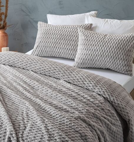 DOQU PETEK BATTANİYE SETİ ÇİFT KİŞİLİK GRİ