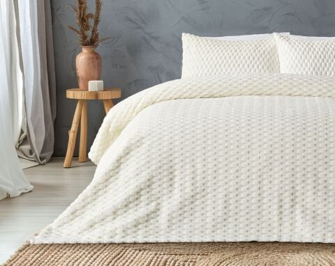 DOQU PETEK BATTANİYE SETİ ÇİFT KİŞİLİK KREM