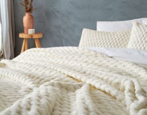 DOQU PETEK BATTANİYE SETİ ÇİFT KİŞİLİK KREM