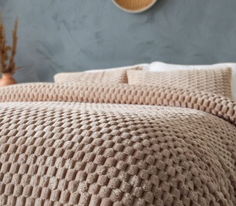 DOQU PETEK BATTANİYE SETİ ÇİFT KİŞİLİK BEJ