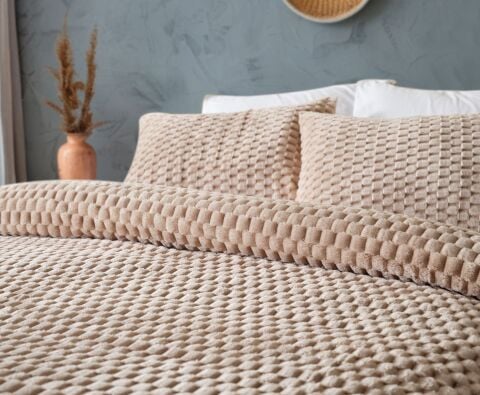 DOQU PETEK BATTANİYE SETİ ÇİFT KİŞİLİK BEJ