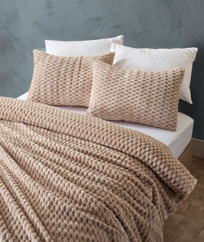 DOQU PETEK BATTANİYE SETİ ÇİFT KİŞİLİK BEJ