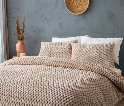 DOQU PETEK BATTANİYE SETİ ÇİFT KİŞİLİK BEJ