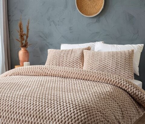 DOQU PETEK BATTANİYE SETİ ÇİFT KİŞİLİK BEJ