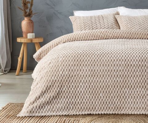 DOQU PETEK BATTANİYE SETİ ÇİFT KİŞİLİK BEJ