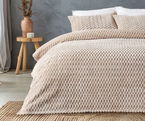 DOQU PETEK BATTANİYE SETİ ÇİFT KİŞİLİK BEJ