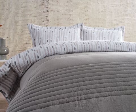 DOQU MULTİ SELECTİON NEVRESİM TAKIMI YATAK ÖRTÜSÜ TEK KİŞİLİK KOYU GRİ