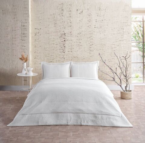 DOQU MULTİ SELECTİON NEVRESİM TAKIMI YATAK ÖRTÜSÜ TEK KİŞİLİK EKRU