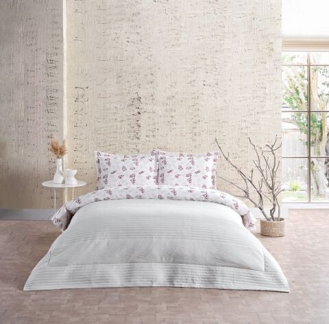 DOQU MULTİ SELECTİON NEVRESİM TAKIMI YATAK ÖRTÜSÜ TEK KİŞİLİK EKRU